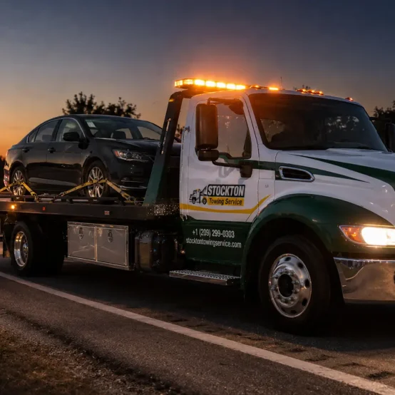 emergency towing service broken car towed away on a highway